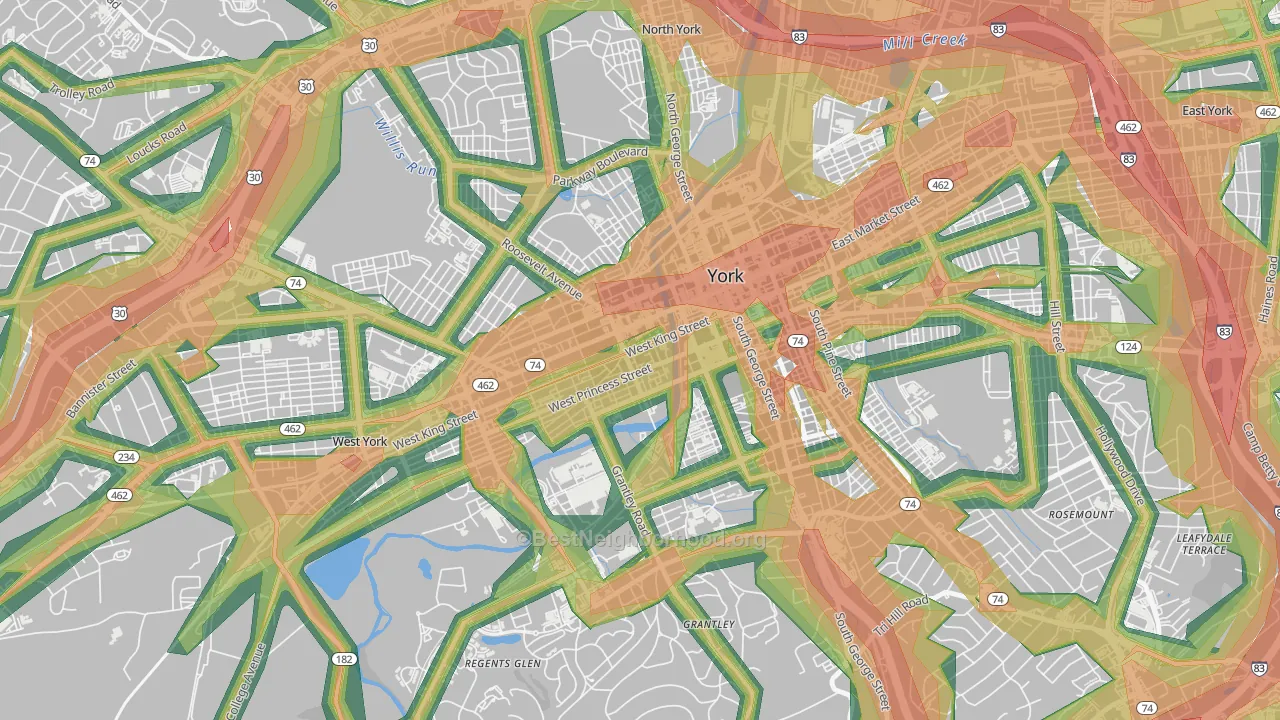 17401, PA Map of Noise Levels in 17401