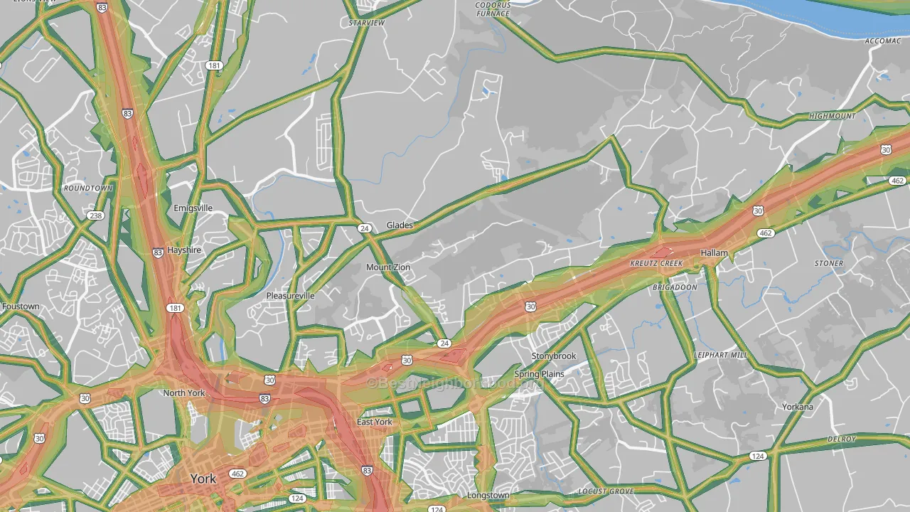 17406, PA Map of Noise Levels in 17406