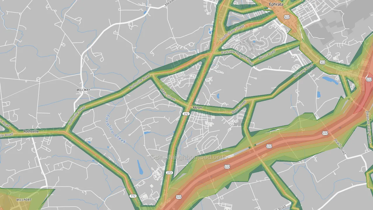 17501, PA Map of Noise Levels in 17501