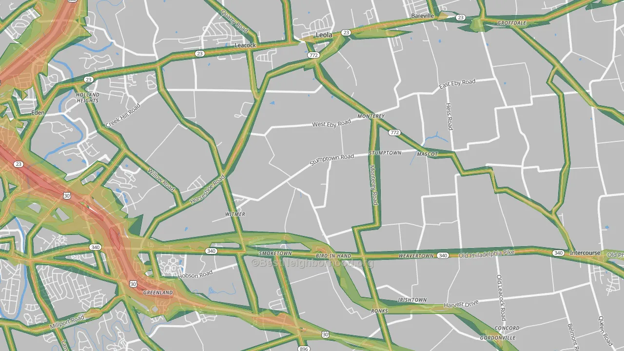 17505, PA Map of Noise Levels in 17505