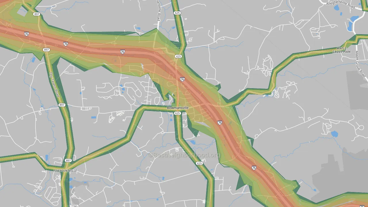 17507, PA Map of Noise Levels in 17507