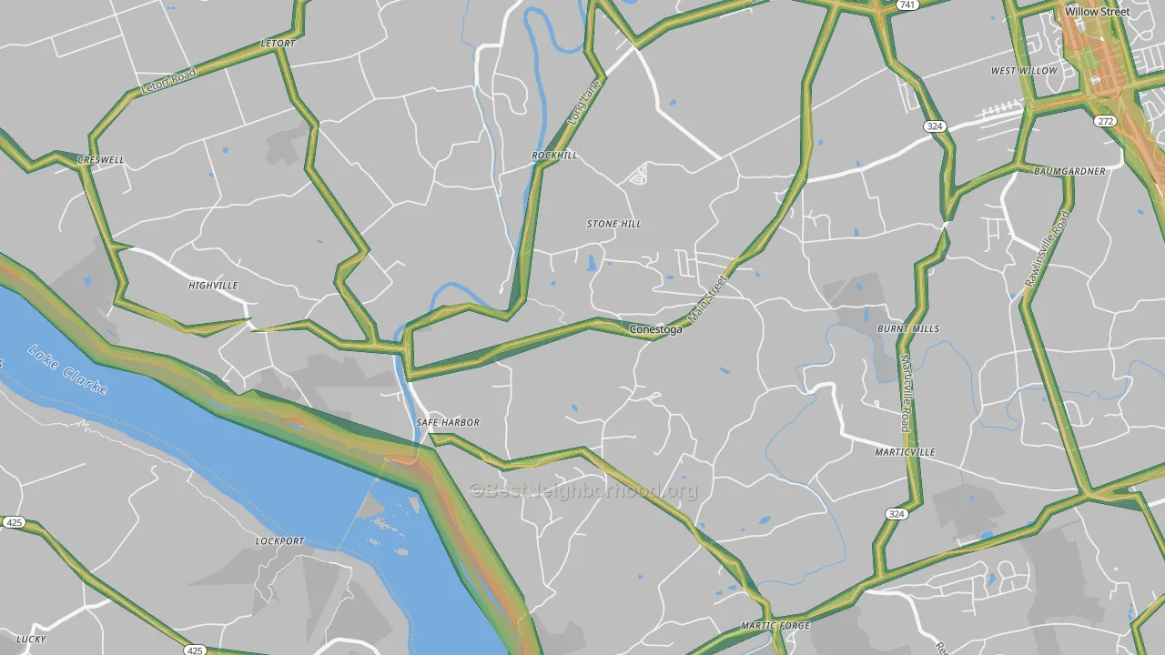 17516, PA Map of Noise Levels in 17516