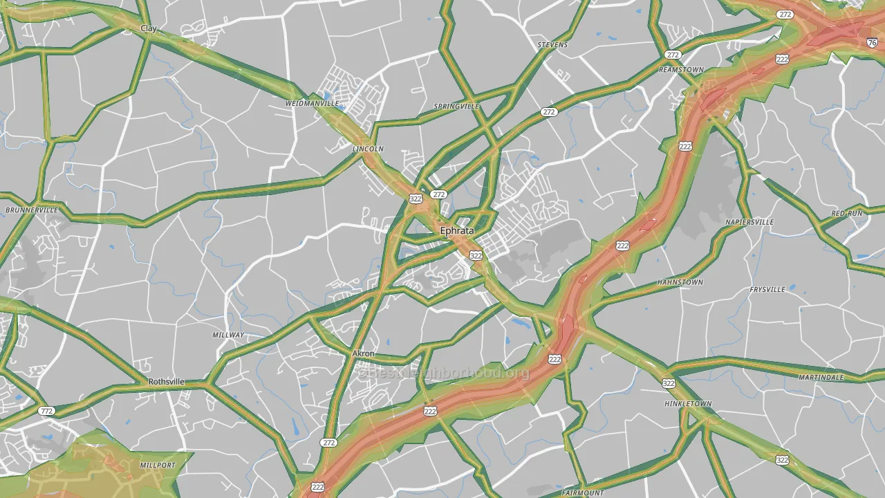 17522, PA Map of Noise Levels in 17522
