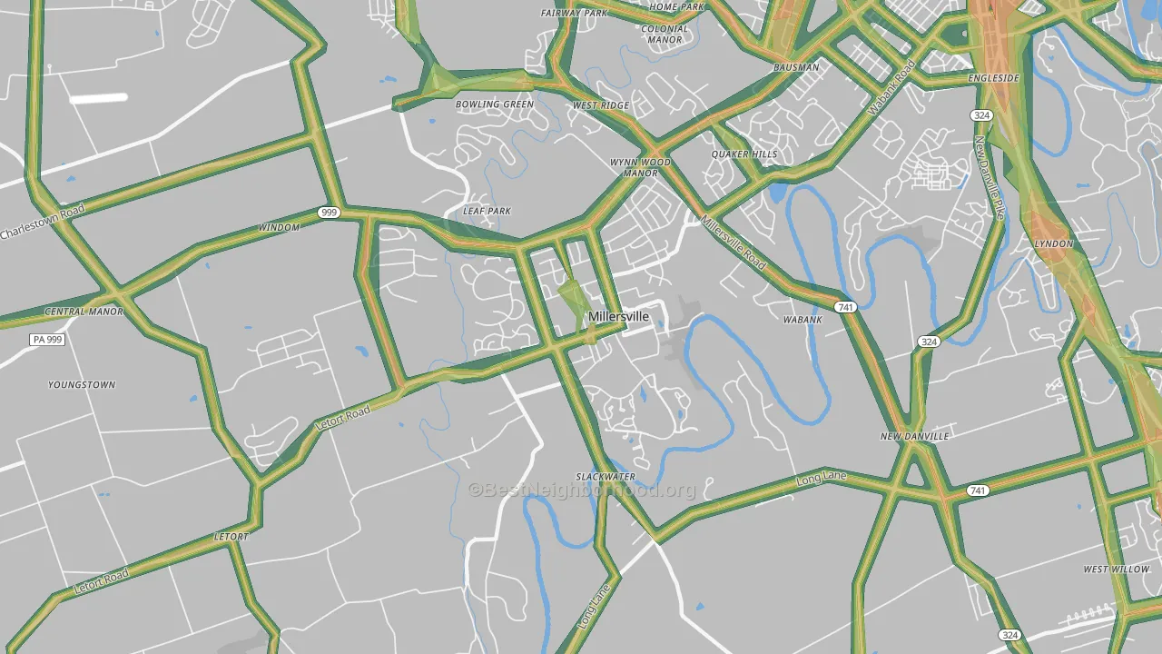17551, PA Map of Noise Levels in 17551