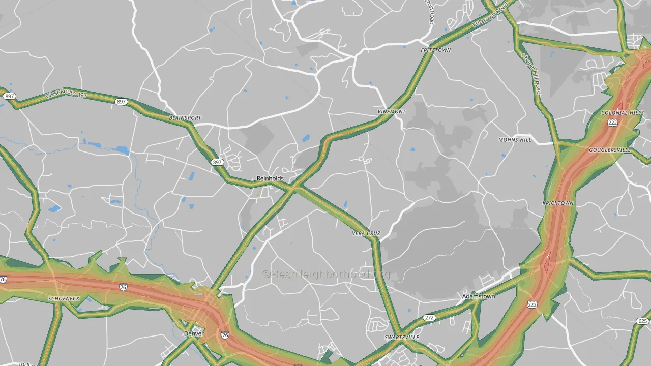 17569, PA Map of Noise Levels in 17569