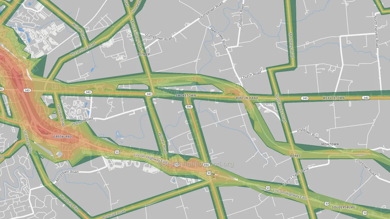 17576, PA Map of Noise Levels in 17576
