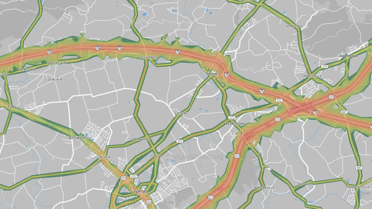 17578, PA Map of Noise Levels in 17578