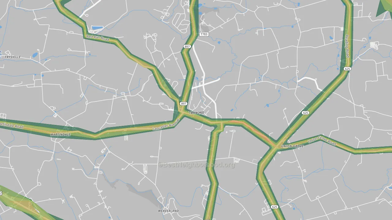 17581, PA Map of Noise Levels in 17581