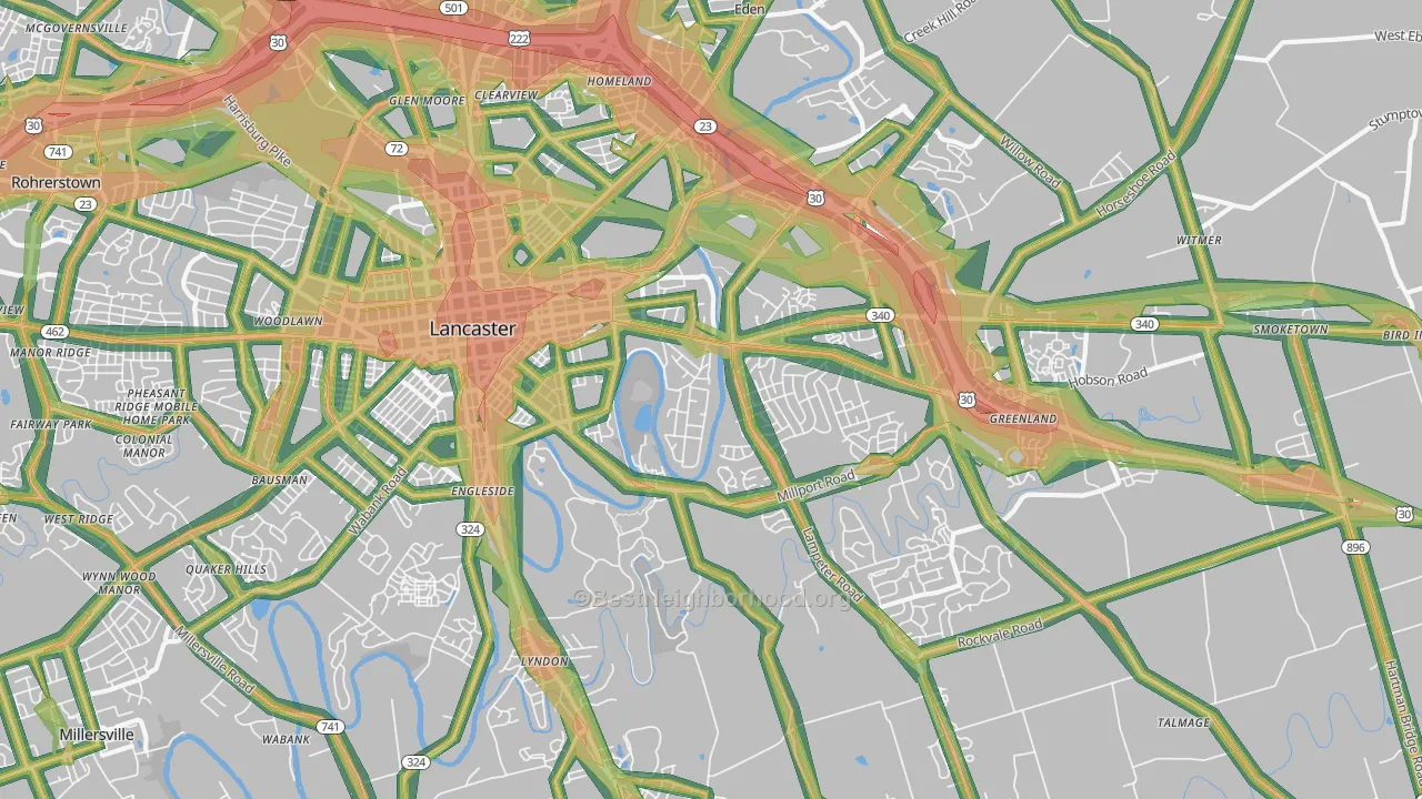 17602, PA Map of Noise Levels in 17602