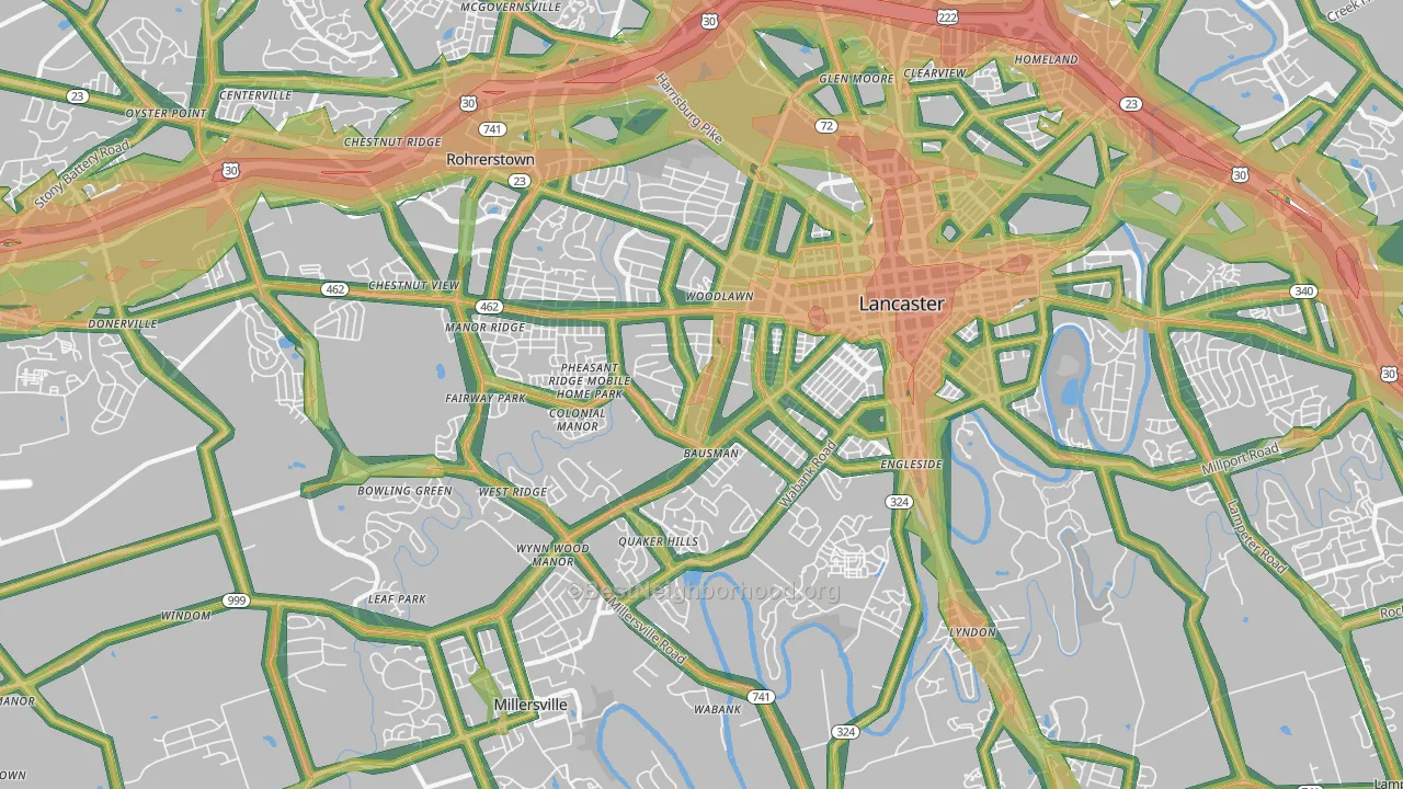 17603, PA Map of Noise Levels in 17603