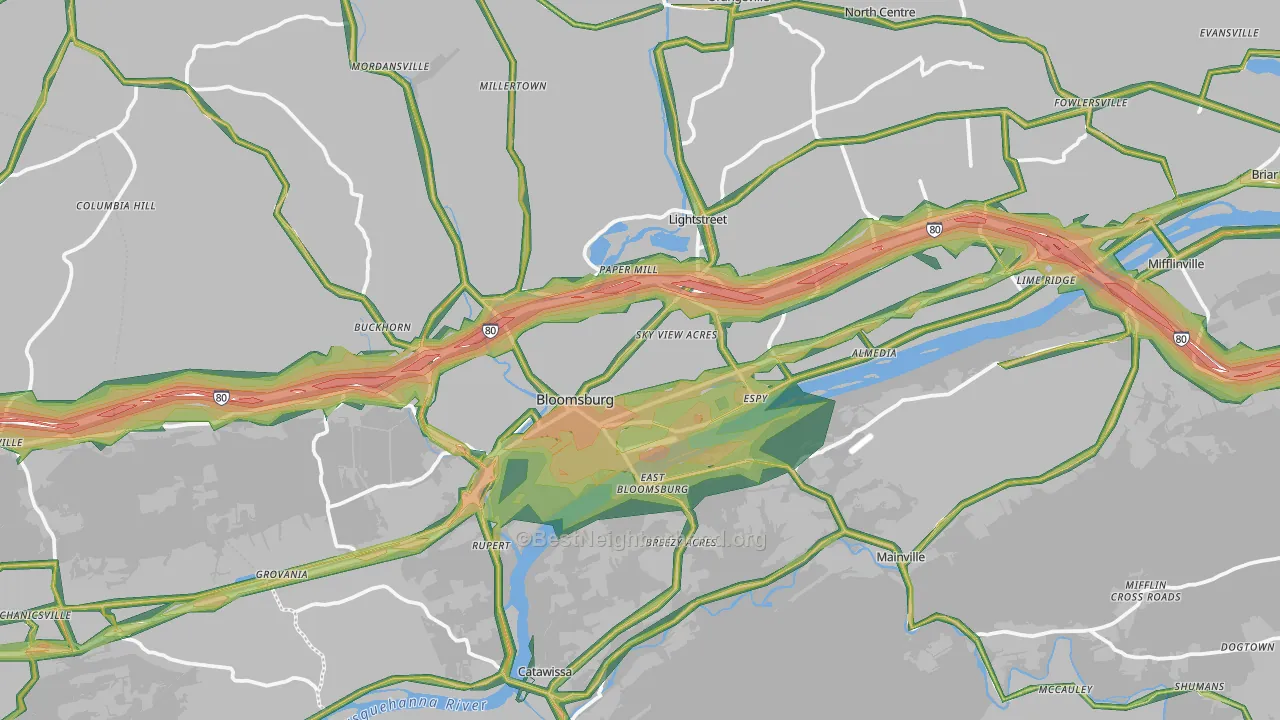 17815, PA Map of Noise Levels in 17815