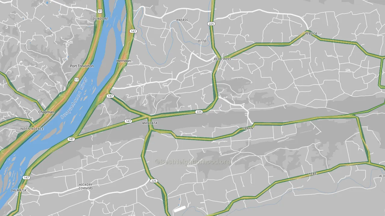 17830, PA Map of Noise Levels in 17830