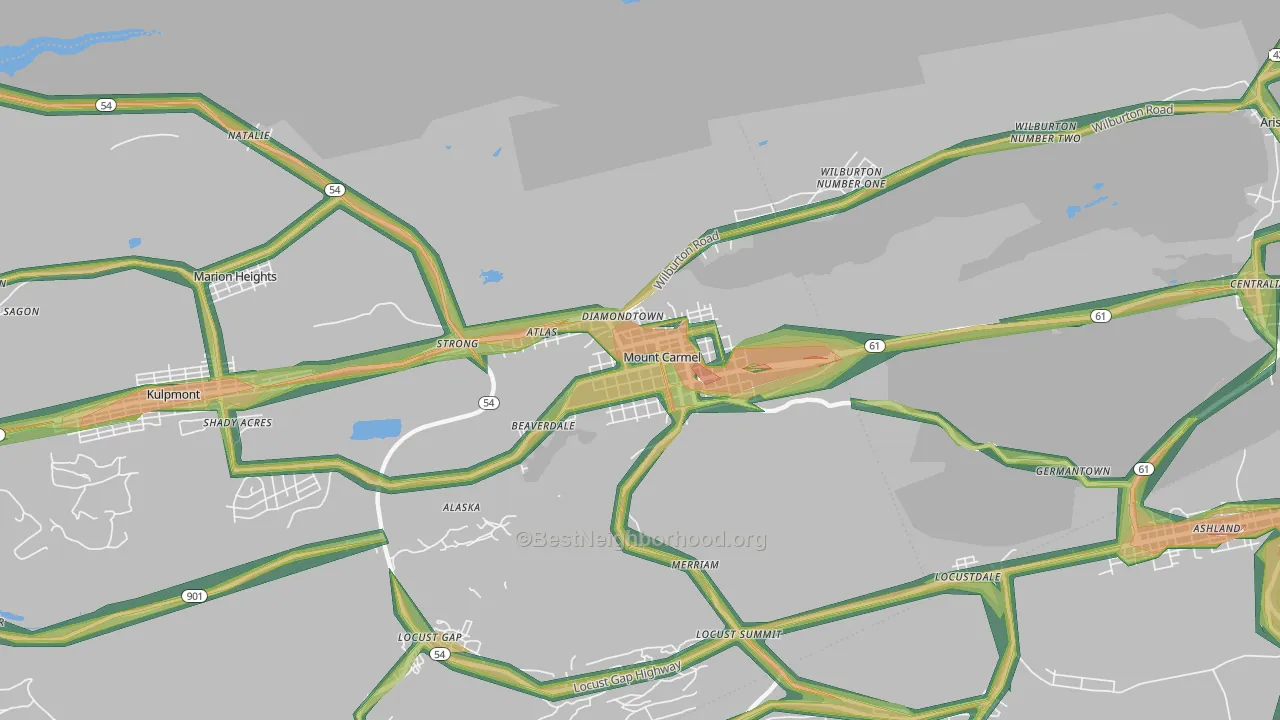 17851, PA Map of Noise Levels in 17851