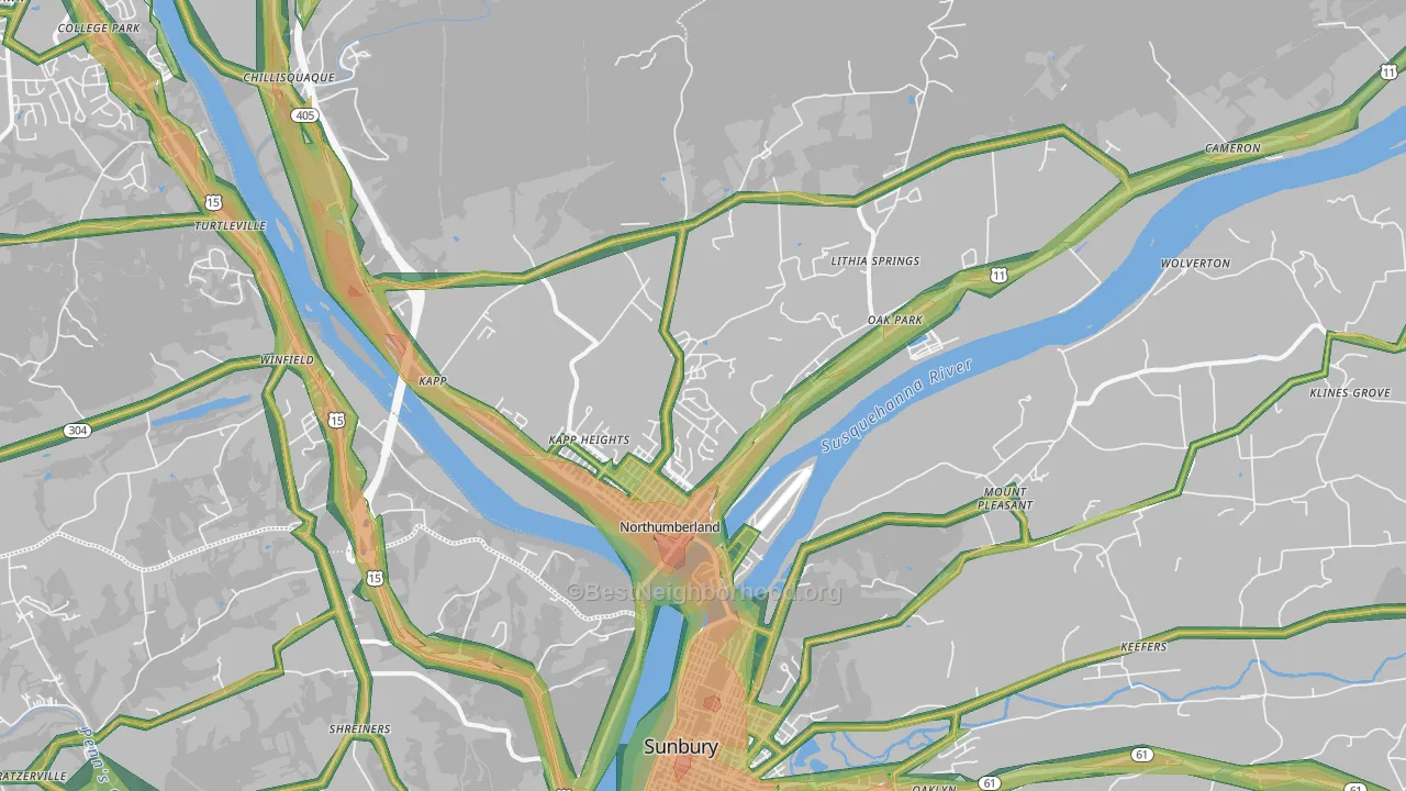 17857, PA Map of Noise Levels in 17857