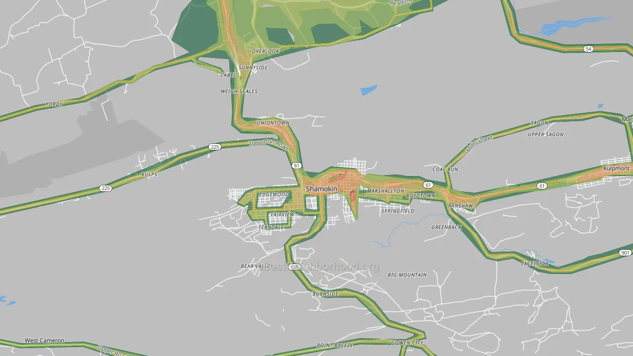 17866, PA Map of Noise Levels in 17866