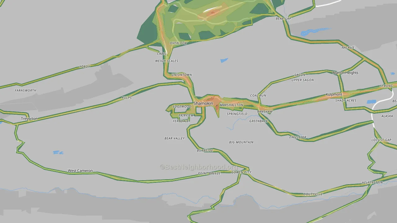 17872, PA Map of Noise Levels in 17872
