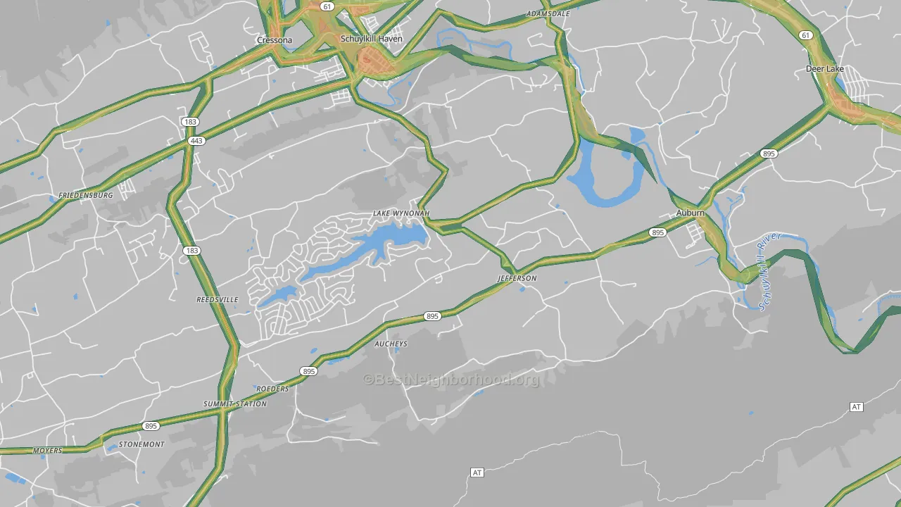 17922, PA Map of Noise Levels in 17922