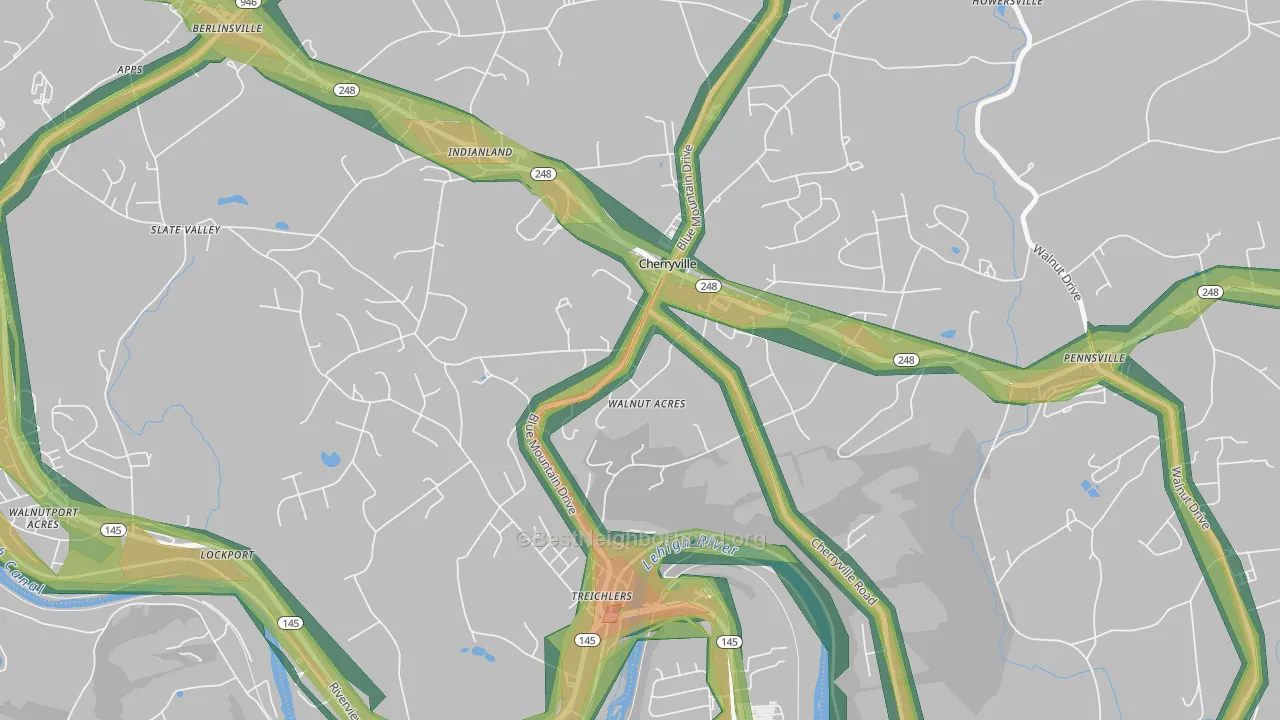18035, PA Map of Noise Levels in 18035