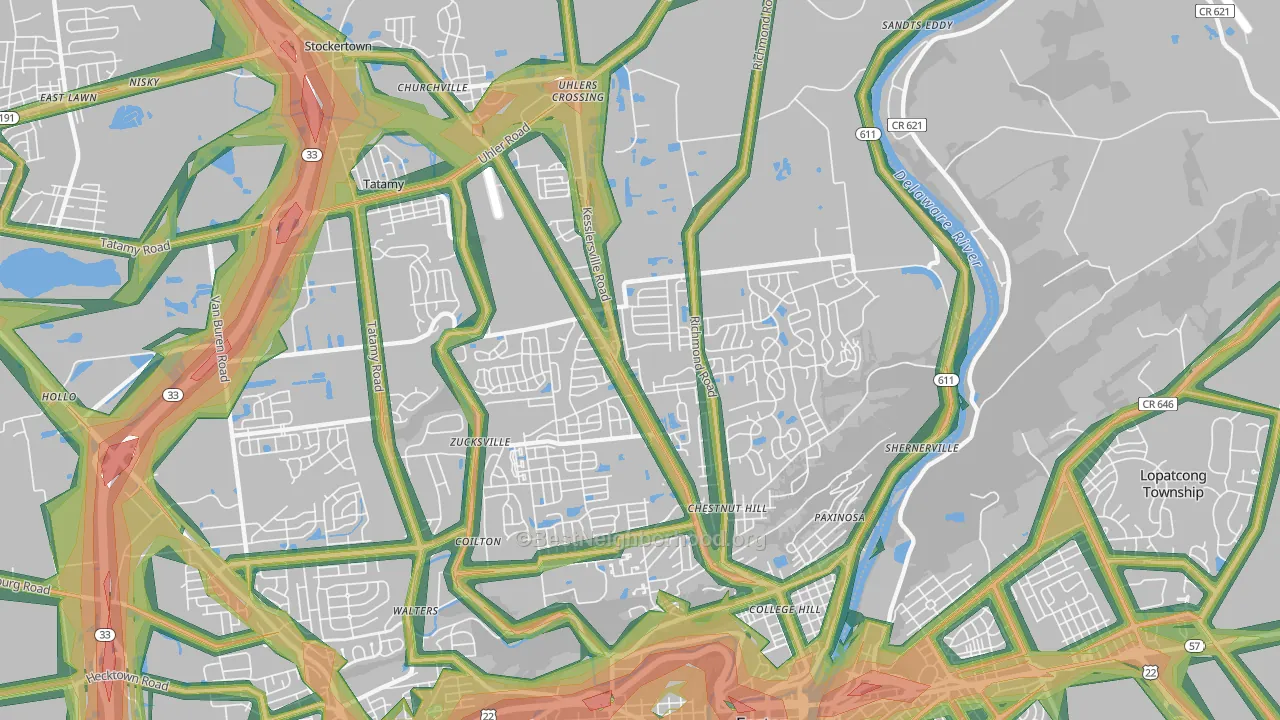 18040, PA Map of Noise Levels in 18040