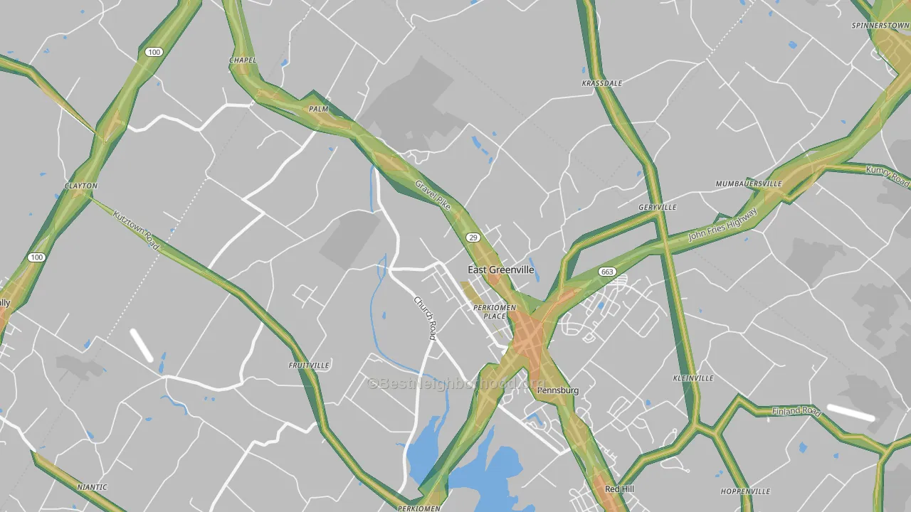 18041, PA Map of Noise Levels in 18041