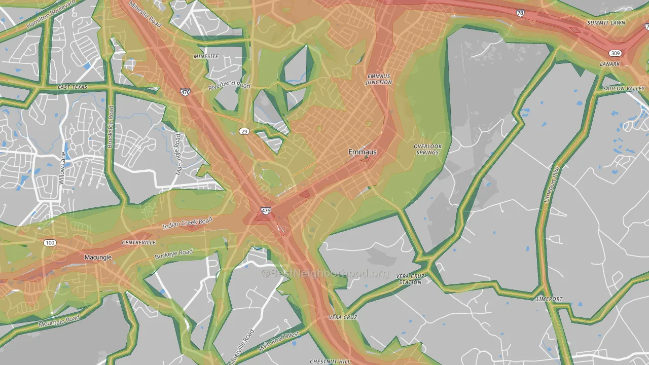 18049, PA Map of Noise Levels in 18049