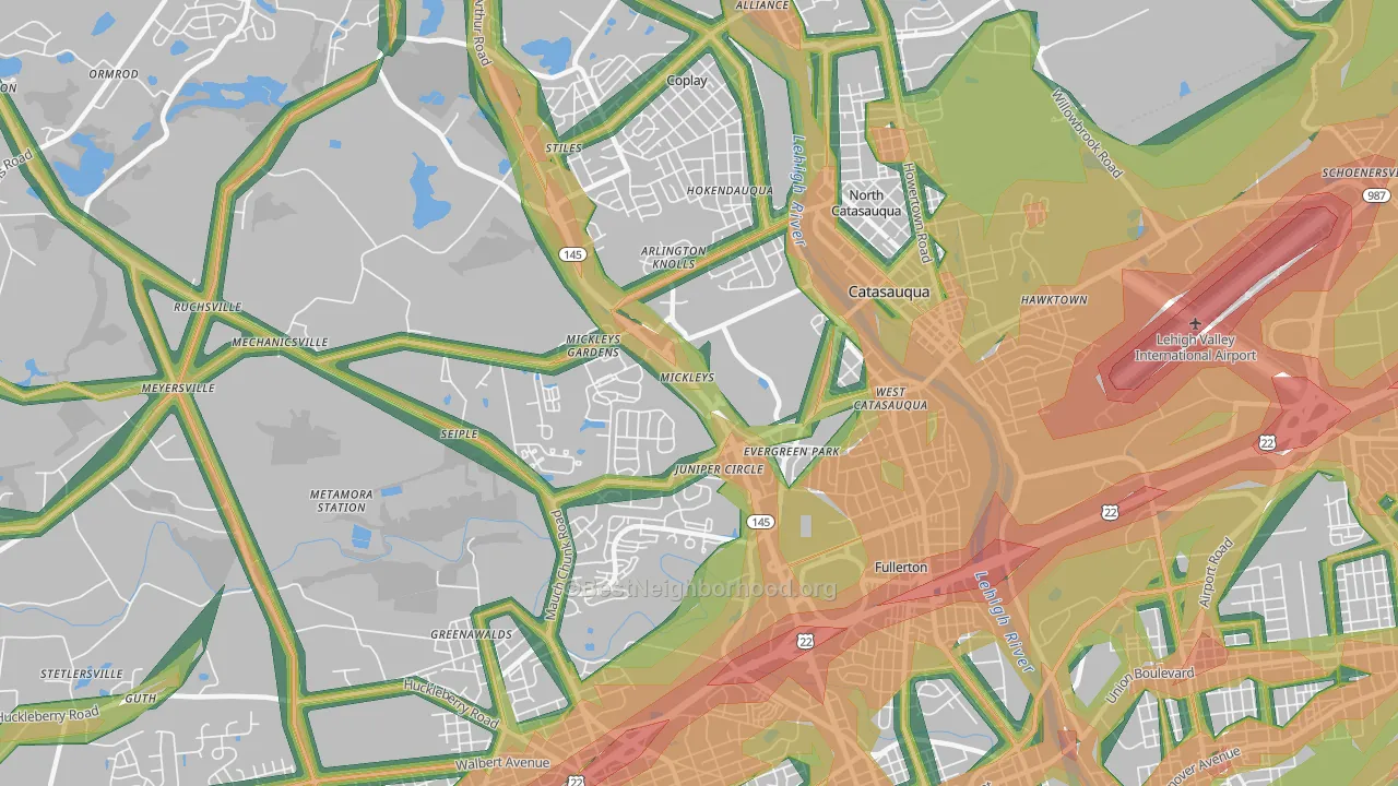 18052, PA Map of Noise Levels in 18052