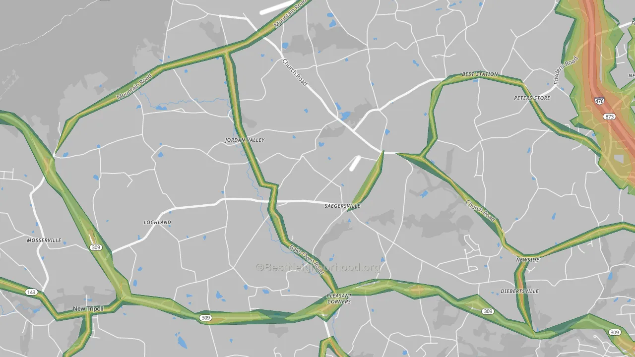 18053, PA Map of Noise Levels in 18053