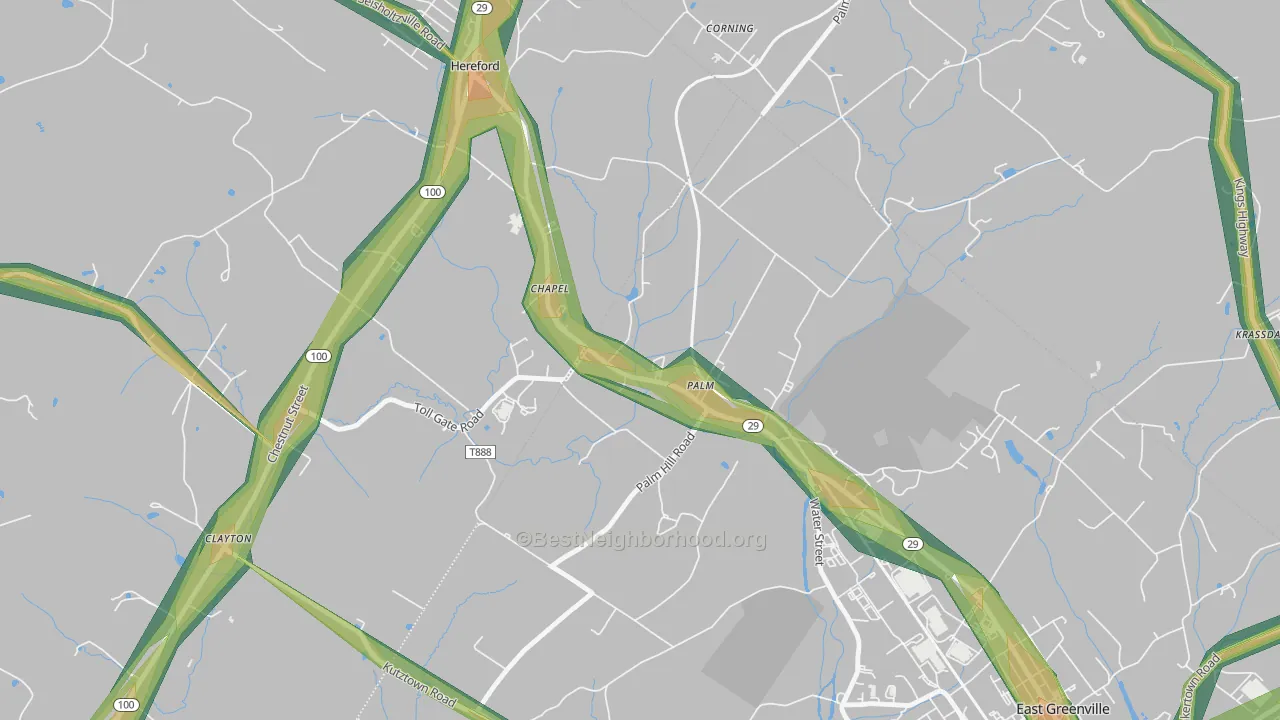 18070, PA Map of Noise Levels in 18070