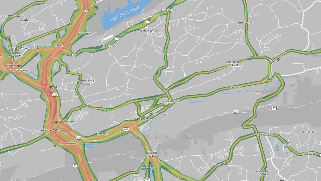 18071, PA Map of Noise Levels in 18071