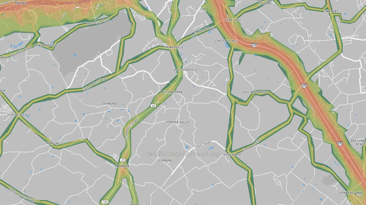 18092, PA Map of Noise Levels in 18092