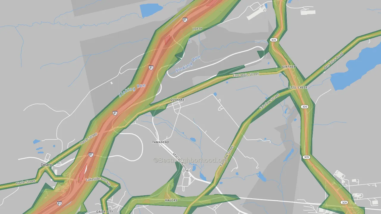 18245, PA Map of Noise Levels in 18245