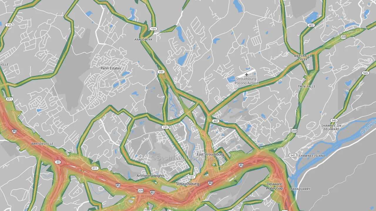 18301, PA Map of Noise Levels in 18301