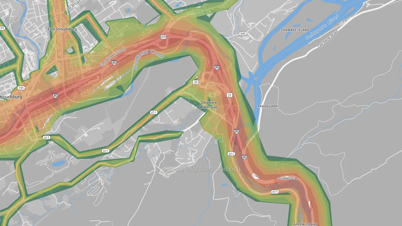 18327, PA Map of Noise Levels in 18327