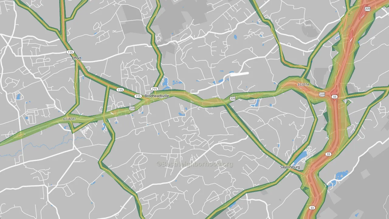 18353, PA Map of Noise Levels in 18353