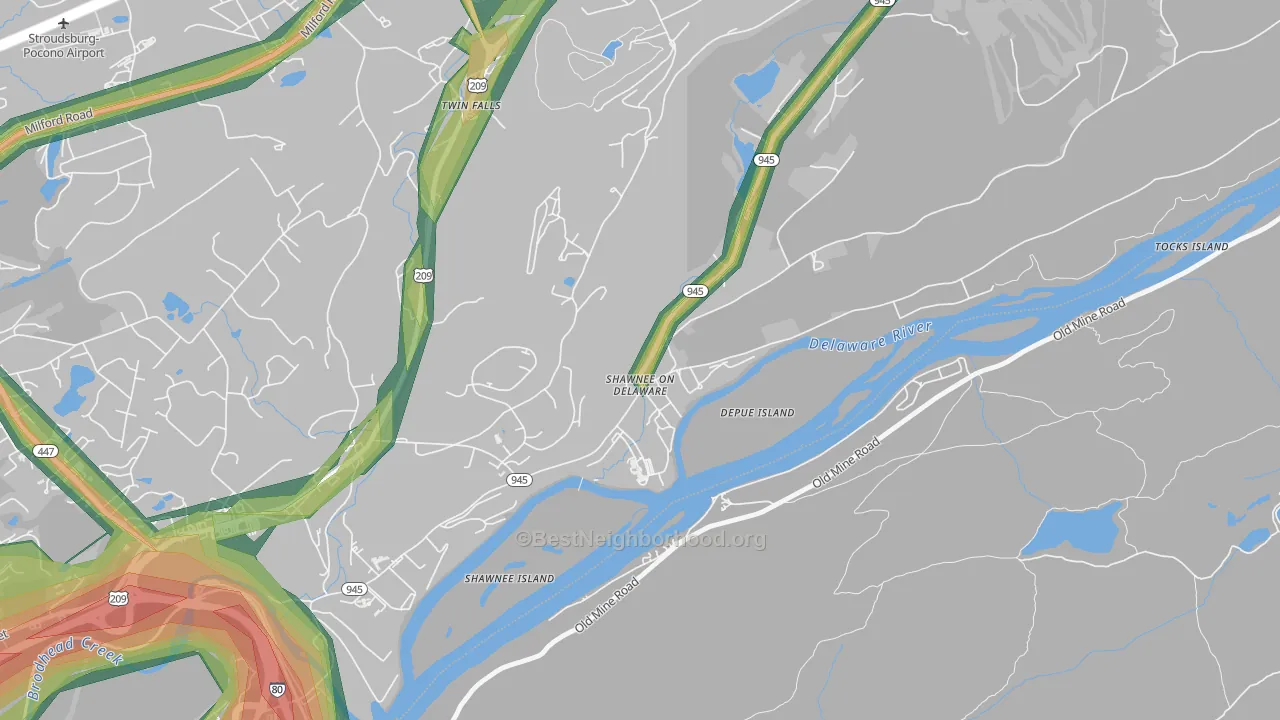 18356, PA Map of Noise Levels in 18356
