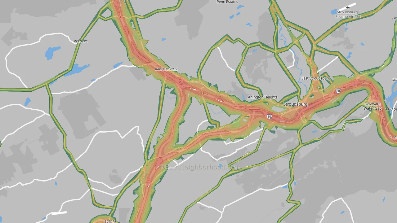 18360, PA Map of Noise Levels in 18360
