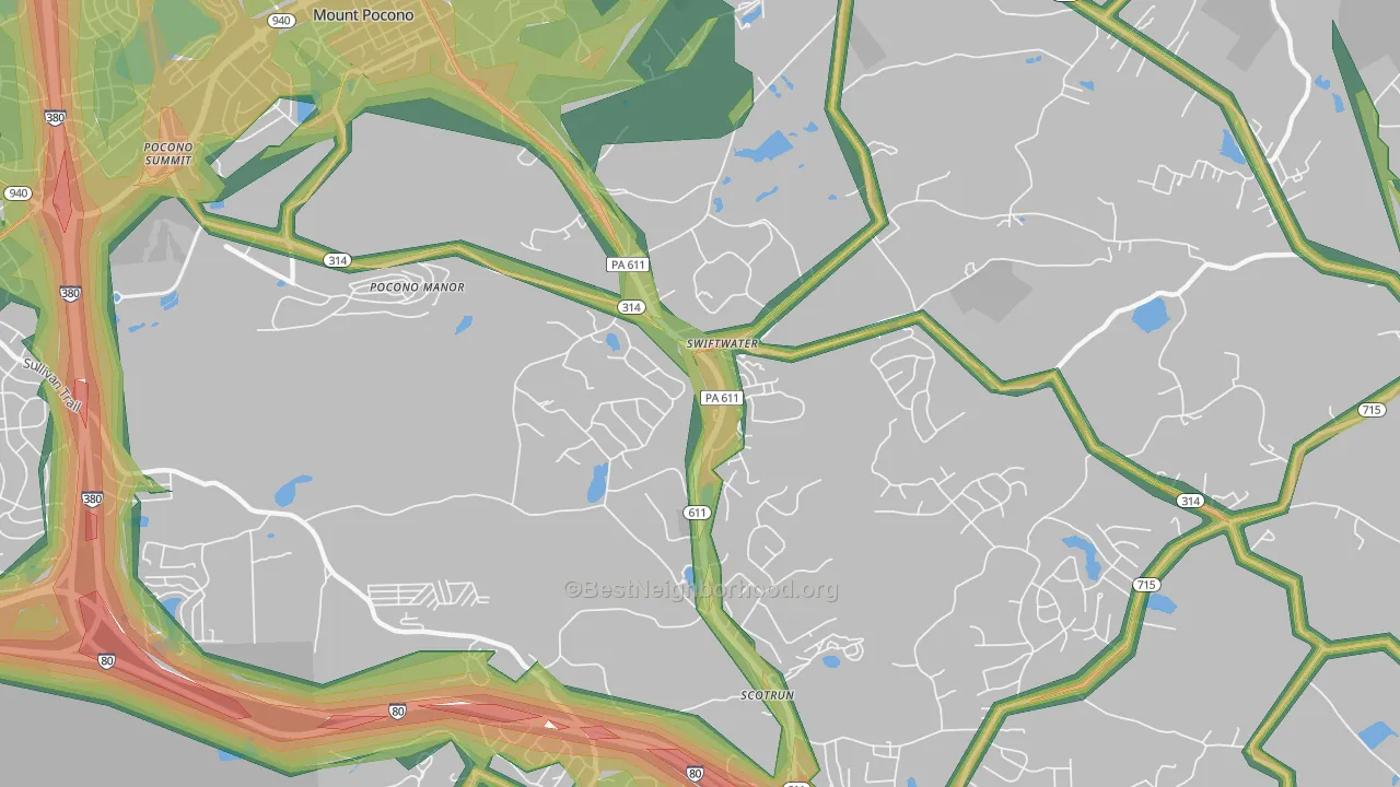 18370, PA Map of Noise Levels in 18370