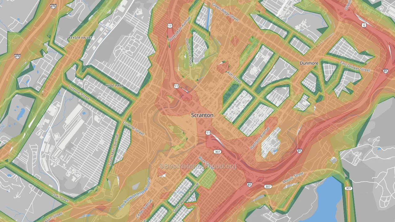 18503, PA Map of Noise Levels in 18503