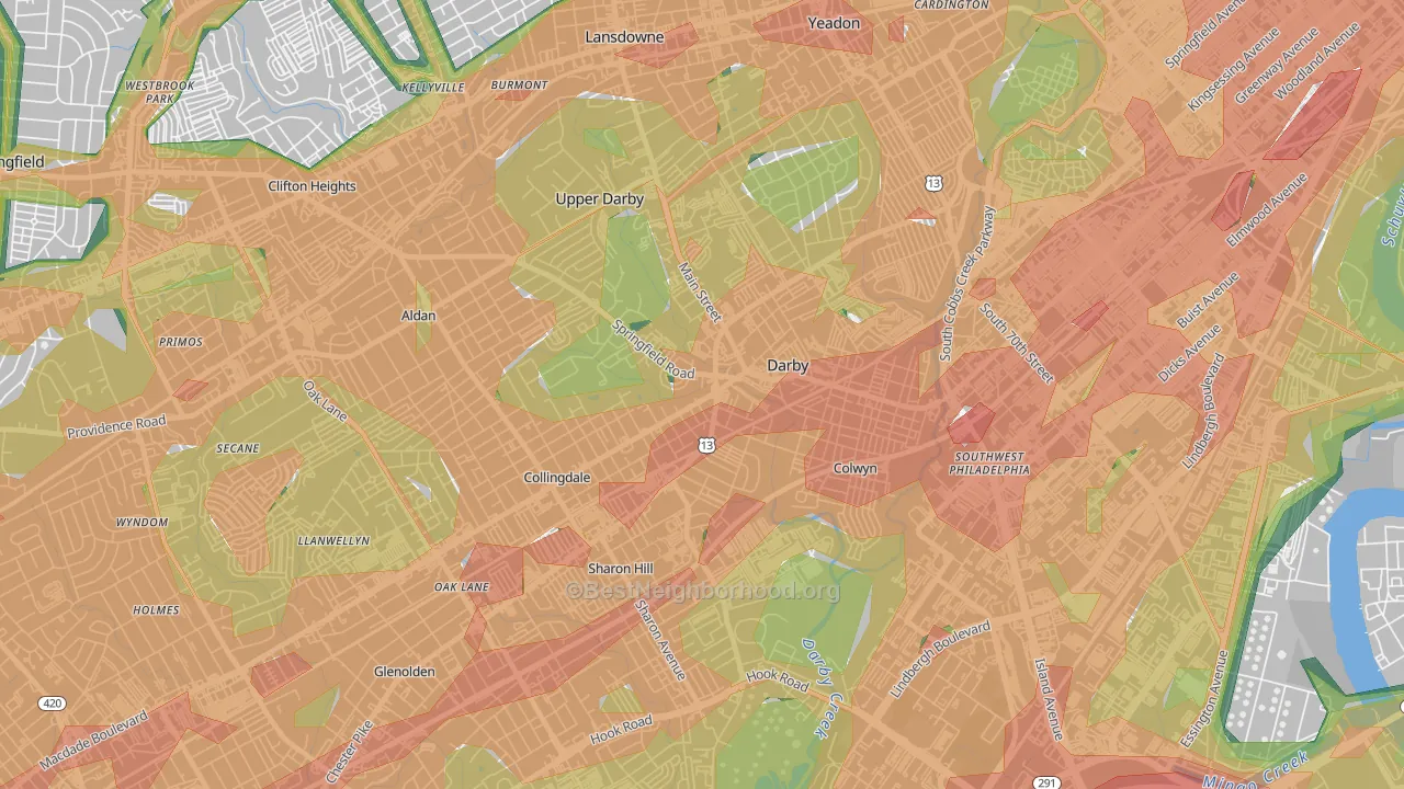 19023, PA Map of Noise Levels in 19023