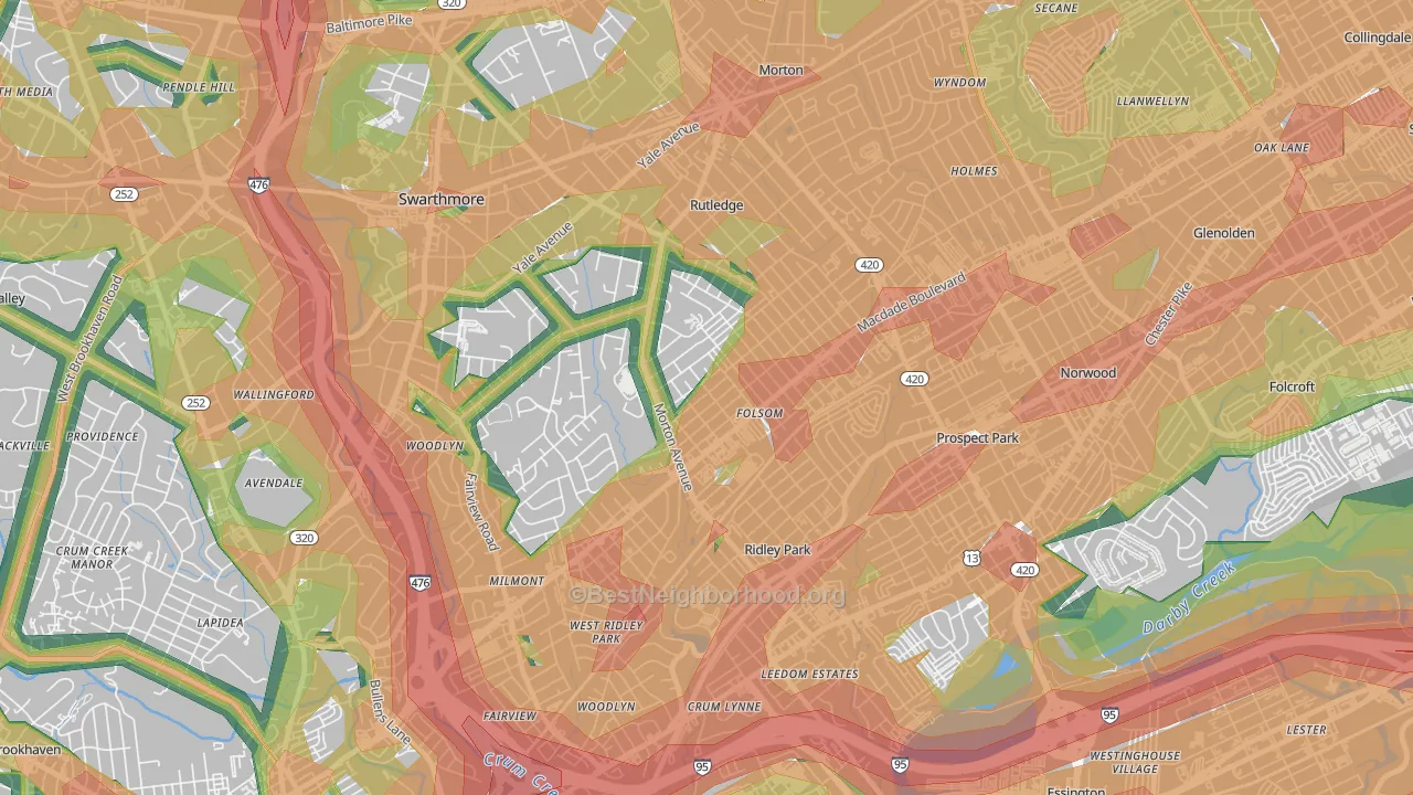 19033, PA Map of Noise Levels in 19033