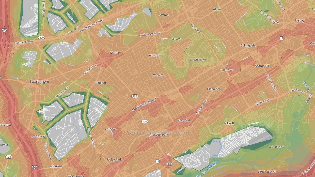 19043, PA Map of Noise Levels in 19043
