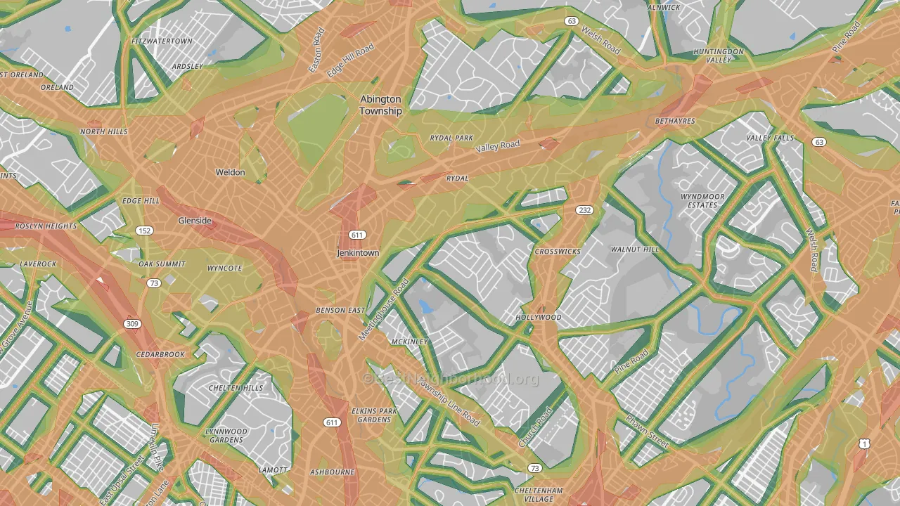 19046, PA Map of Noise Levels in 19046