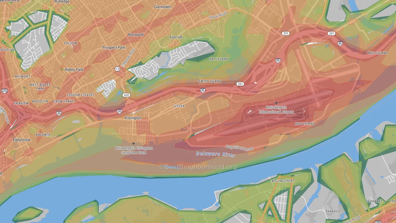 19113, PA Map of Noise Levels in 19113
