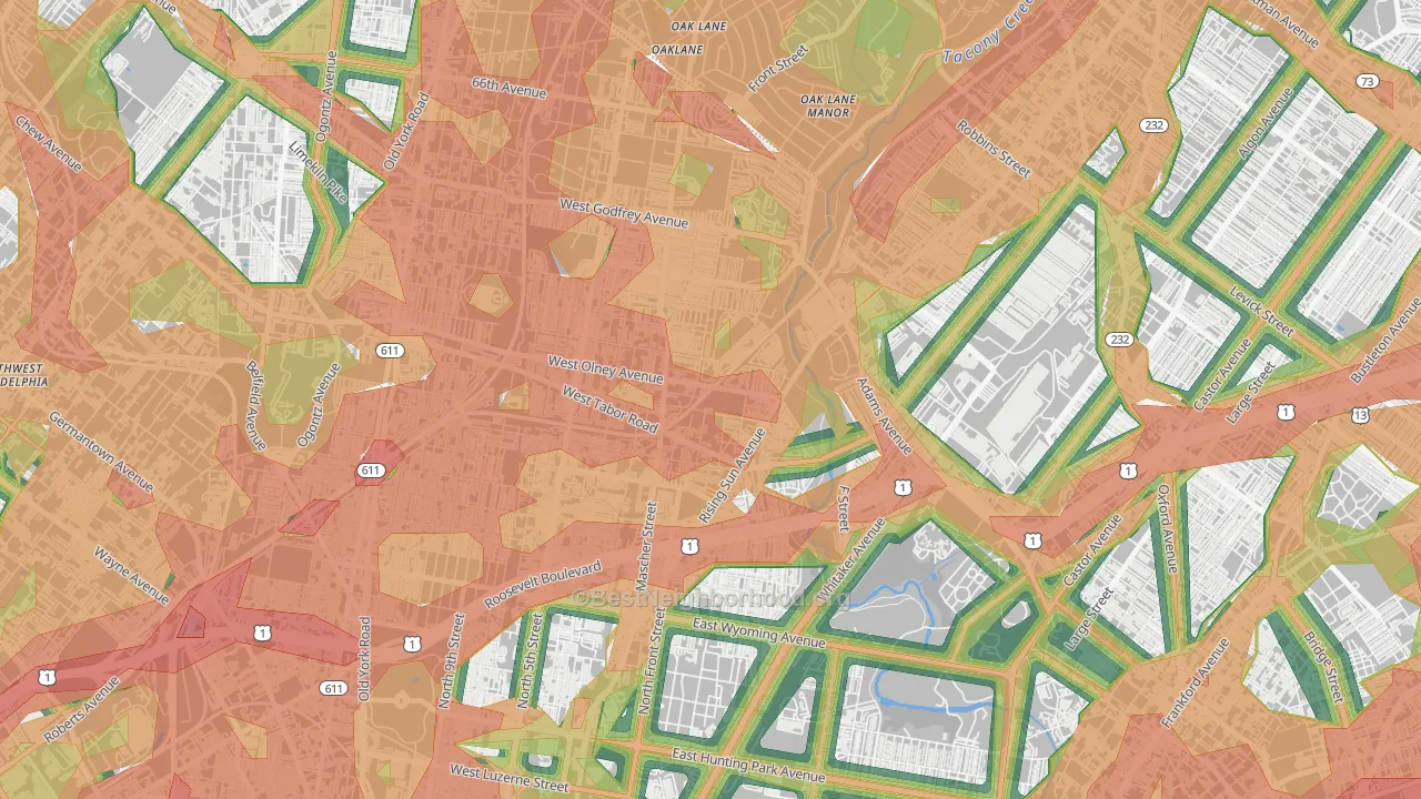 19120, PA Map of Noise Levels in 19120