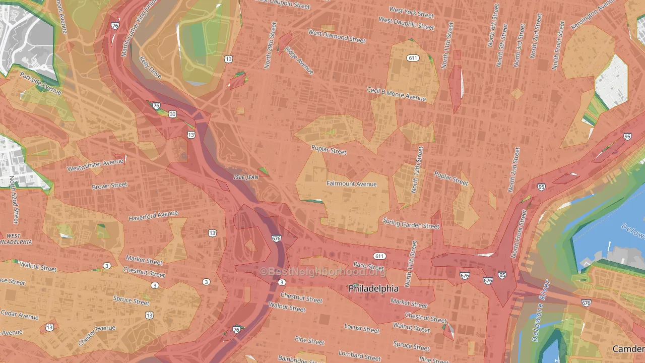 19130, PA Map of Noise Levels in 19130