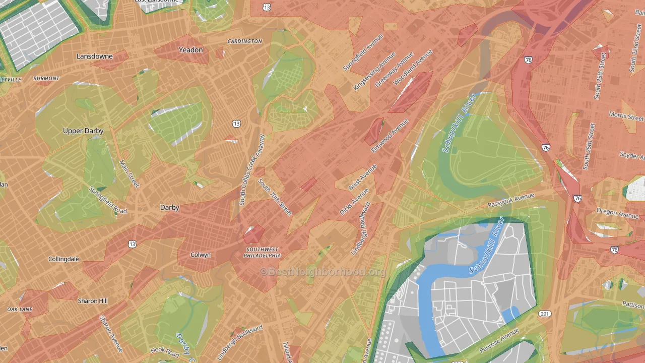 19142, PA Map of Noise Levels in 19142