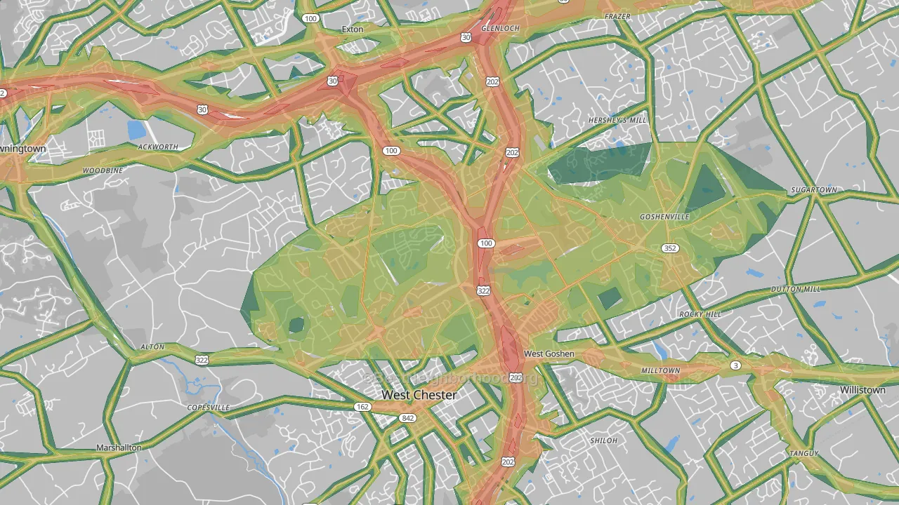 19380, PA Map of Noise Levels in 19380
