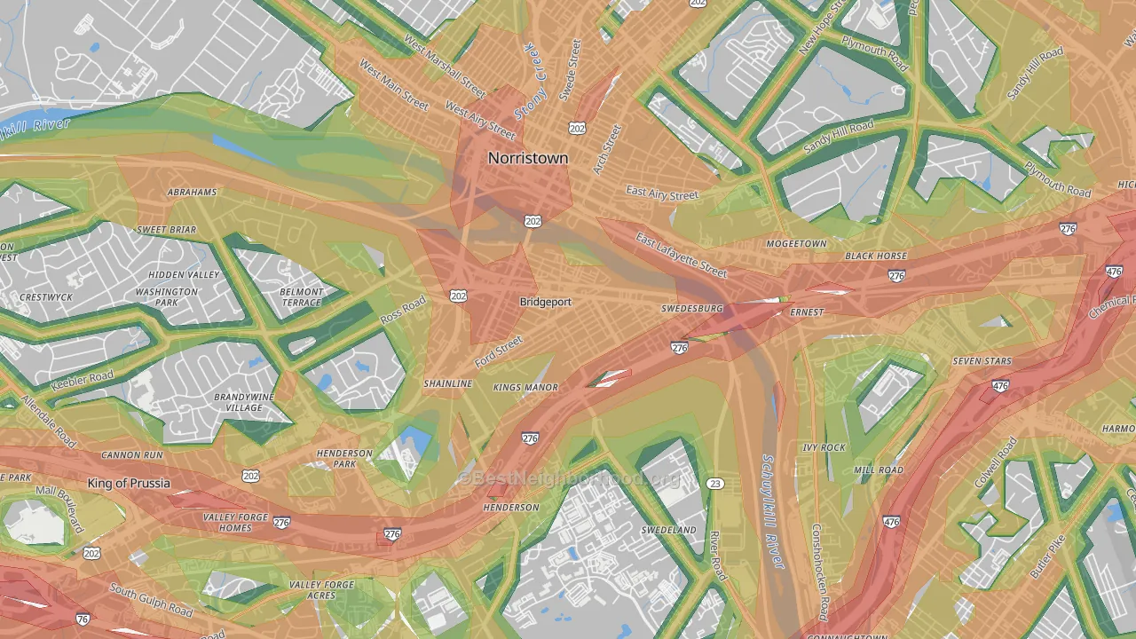 19405, PA Map of Noise Levels in 19405