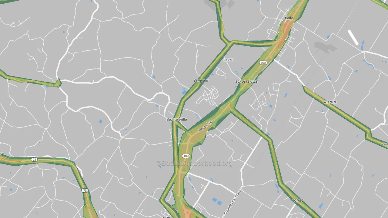 19505, PA Map of Noise Levels in 19505
