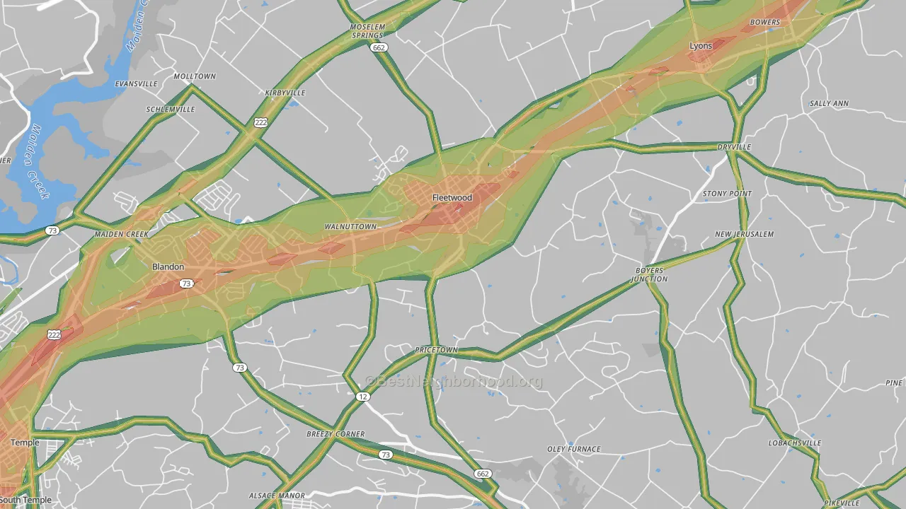 19522, PA Map of Noise Levels in 19522